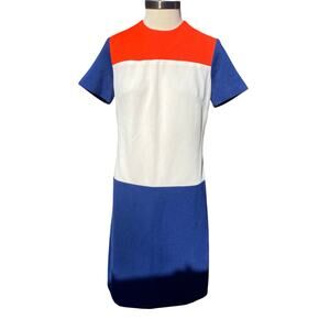 Vintage 60s/70s MOD Shift Dress Size Small/Med A-line Blue Colorblock Dyanne